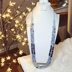 Chico's NWOT Long Beaded Blue Double Strand Necklace